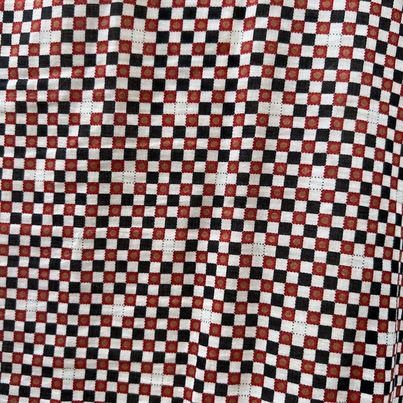 Tory, Burch, top, size 8, color, off-white, black, and red checkerboard pattern. - Picture 14 of 14